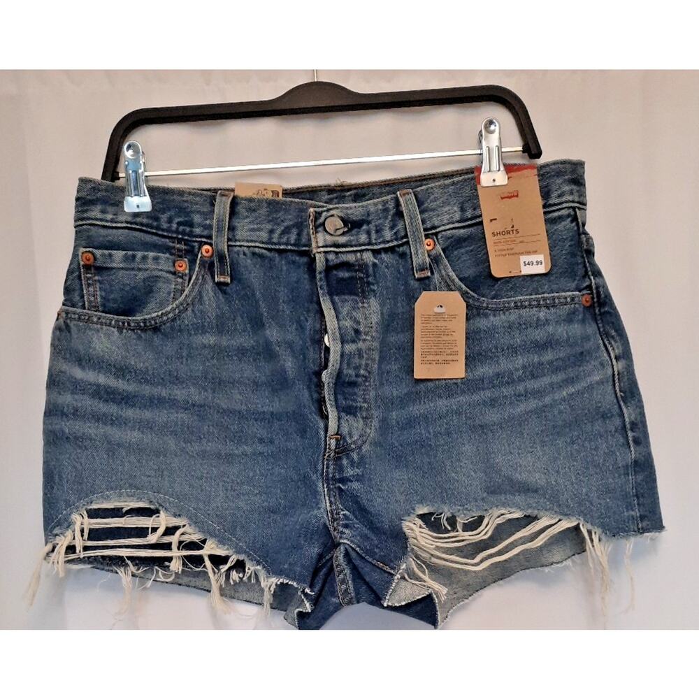 Levi's Distressed Denim Cutoff Shorts - Blue